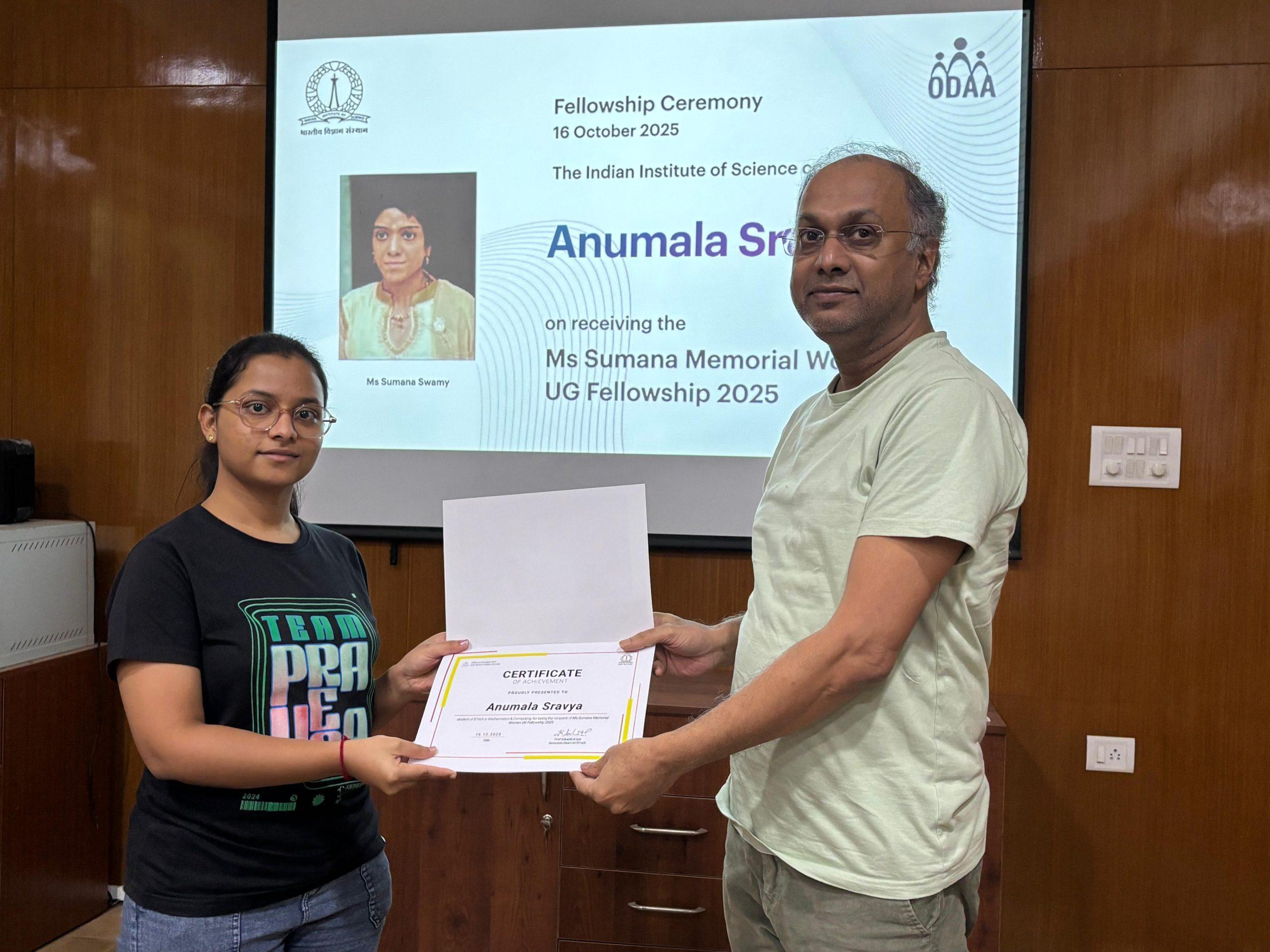 Ms Sumana Memorial Women UG Fellowship 2025